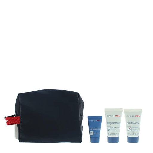 Clarins Gift Set 30ml Active Face Wash + 30ml Hair & Body Shampoo + 12ml Super Moisture Gel + Pouch