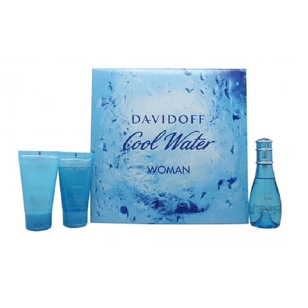 Davidoff Cool Water Ladies Gift Set 50ml EDT + 50ml Shower Gel + 50ml Body Lotion