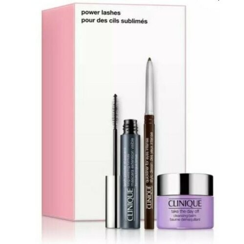 Clinique Power Lashes Set 6ml Lash Power Mascara Black Onyx + 15ml Take The Day Off Cleansing Balm + 0.14g Quickliner Intense Chocolate - LookincredibleClinique192333111024