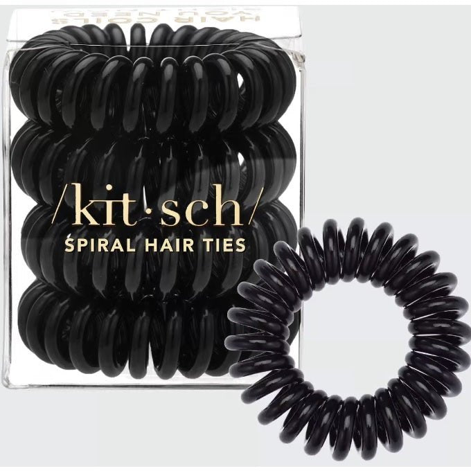 Kitsch Black Spiral Hair Ties 4 Pack - LookincredibleKitsch812696024839