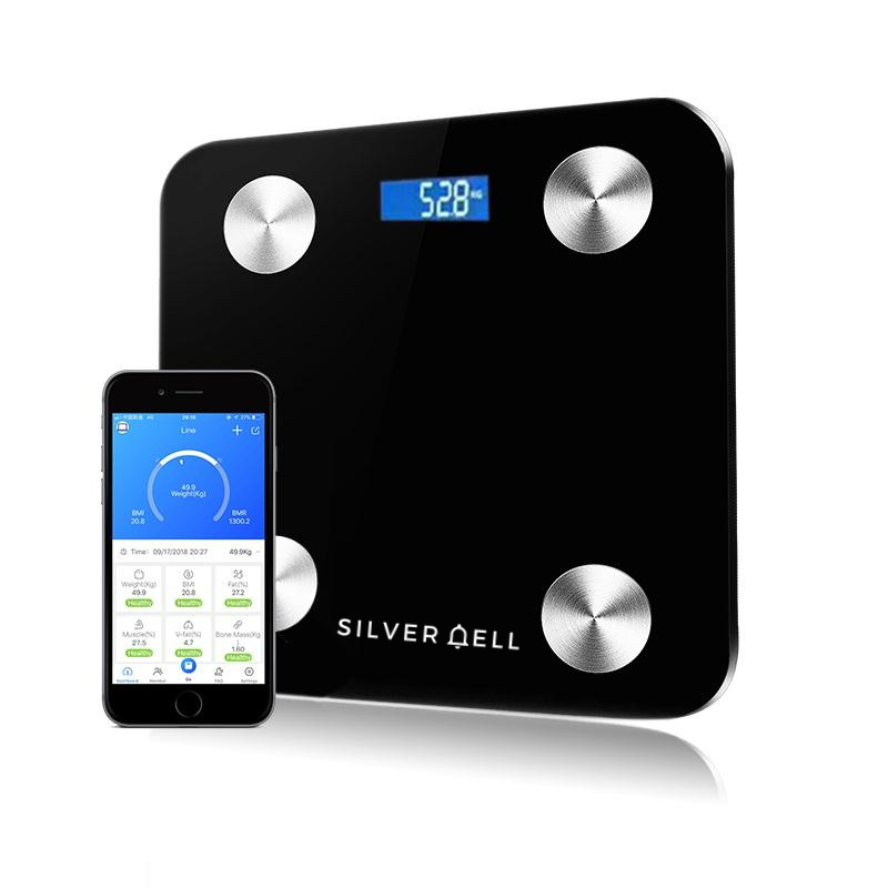 Silver Bell Weighing Scale Smart Bluetooth Android and Apple Compatible Black