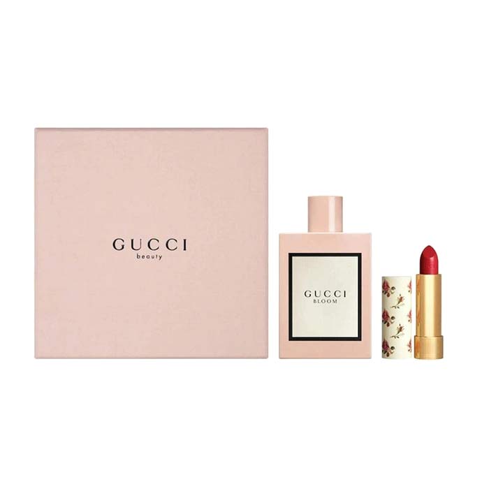 Gucci Bloom Gift Set 100ml EDP + 3.5g 25 Goldie Red Lipstick - Feel Gorgeous
